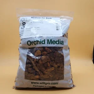 A bag of orchid media is sitting on the table.